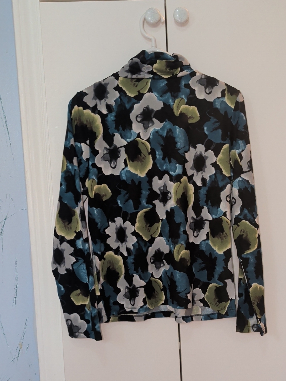NWT Carroll Reed Vintage Floral Turtleneck - Medium - Blue/Green/Grey - Picture 7 of 8